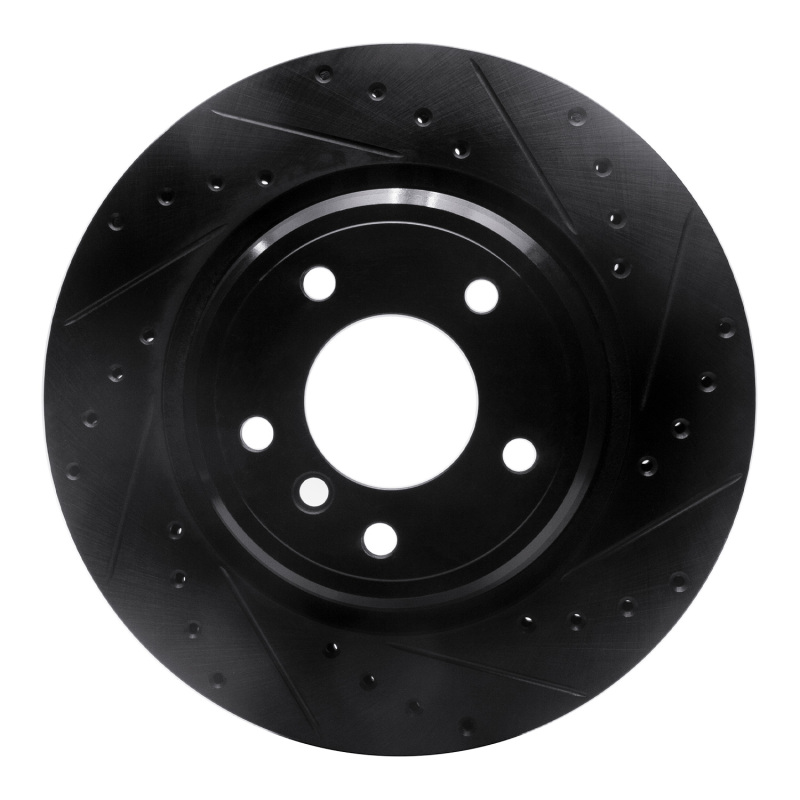 BMW 750IL Brake Rotor (1) - Rear Right - R1 Concepts - Drilled & Slotted - Black - `95-`03